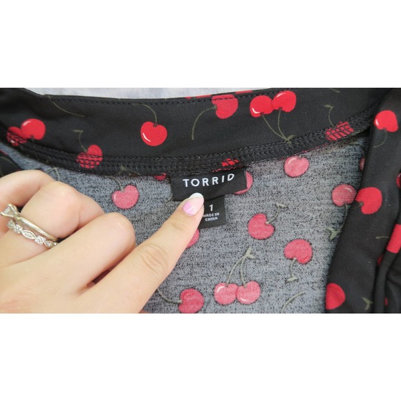 Torrid Black and Red Wrap Mini Dress V-Neck - Picture 3 of 8